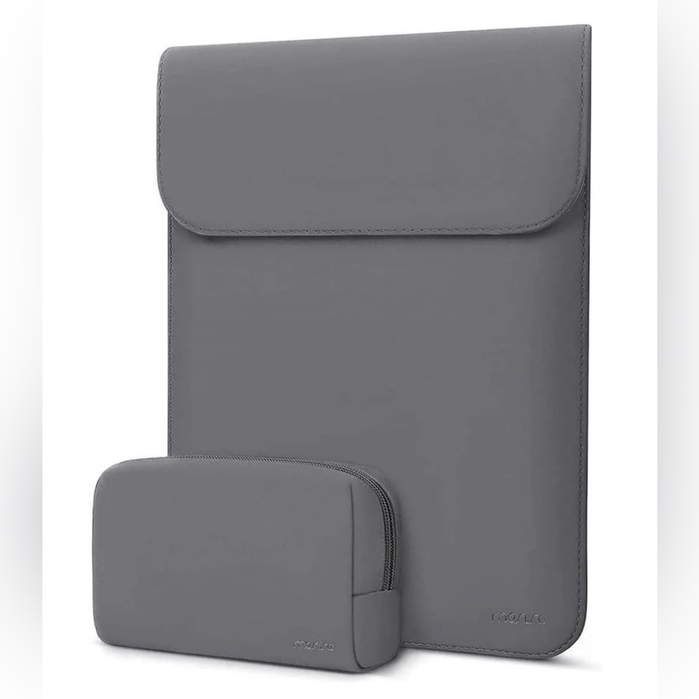MOSISO Laptop Sleeve - Faux Suede Leather Case with Small Bag, Space Gray